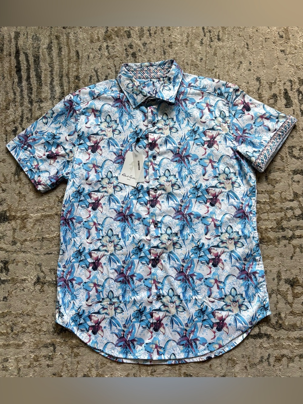 Robert Graham Durkin Stretch Buttoned Shirt NEW Men’s small blue white floral